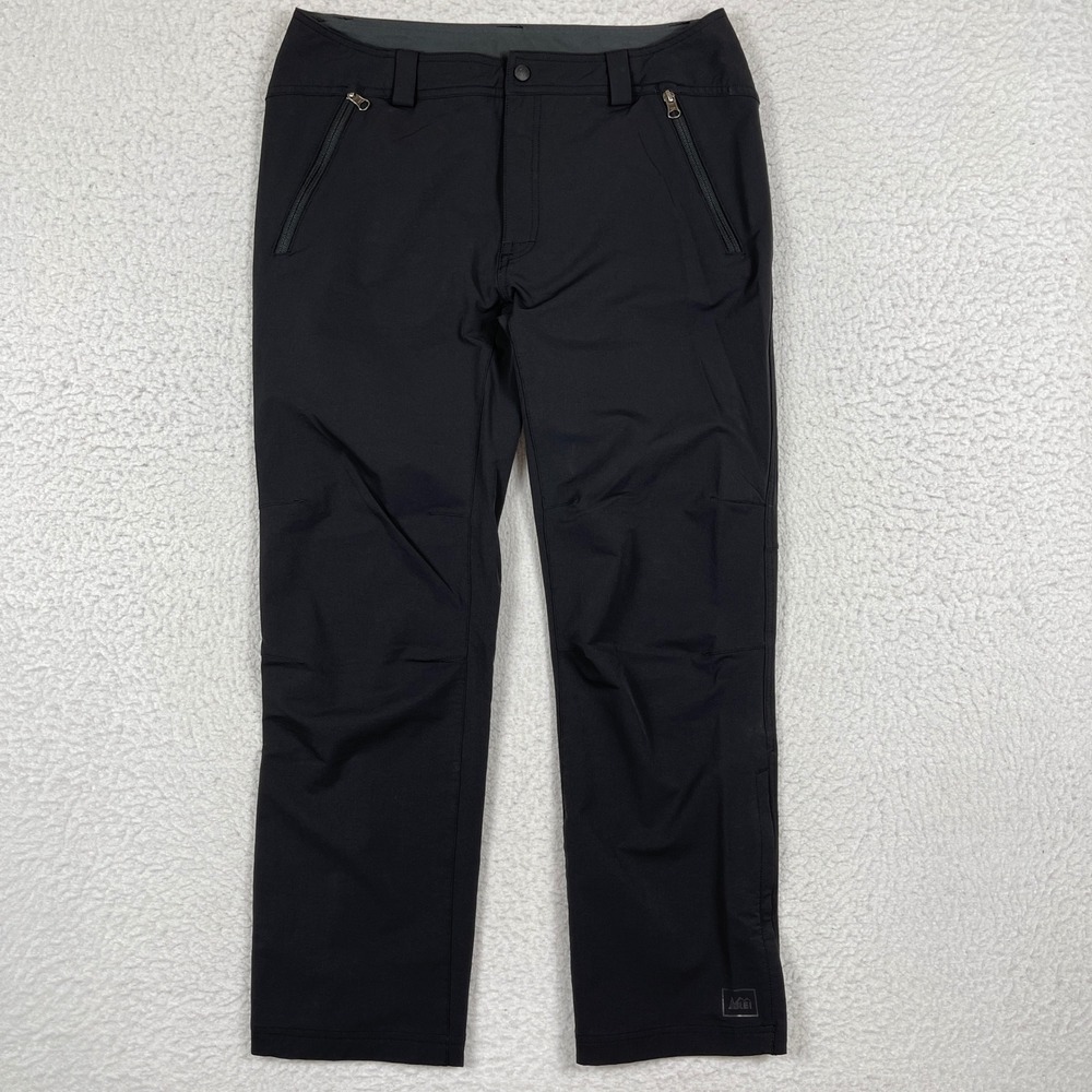 REI Hiking Pants Mens 34x28 Black Softshell Mistral Technical Outdoor Trekking